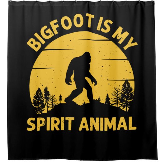 Bigfoot is My Spirit Animal Retro Sunset Duschvorhang (Vorderseite)