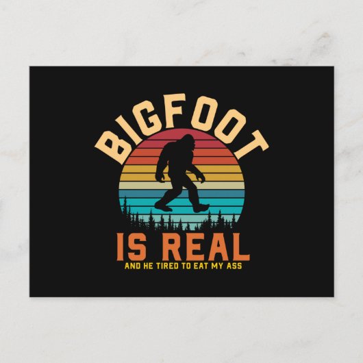 Bigfoot ist real | Bigfoot Retro Design Postkarte (Vorderseite)
