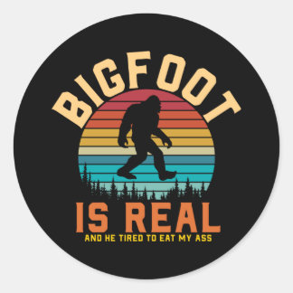 Bigfoot ist real | Bigfoot Retro Design Runder Aufkleber