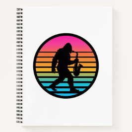 Bigfoot Jazz Saxophon Retro Sonnenuntergang Design Notizblock