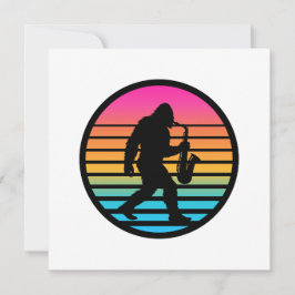 Bigfoot-Jazz-Saxophon-Retro-Sonnenuntergangs-Desig Einladung