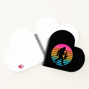 Bigfoot-Jazz-Saxophon-Retro-Sonnenuntergangs-Desig Notizblock