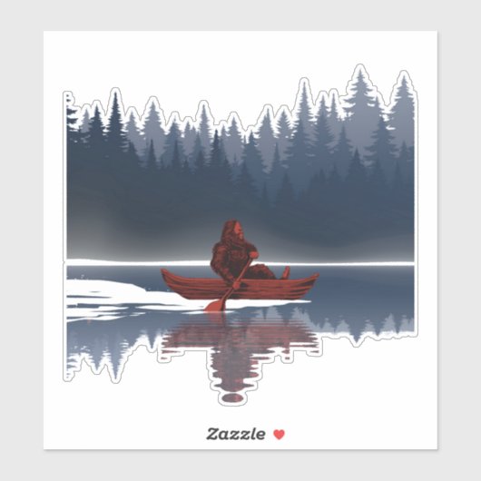 Bigfoot Kanufahren im Grünen Aufkleber (Blatt)