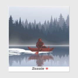 Bigfoot Lake Canoe Wilderness Pine Forest Aufkleber
