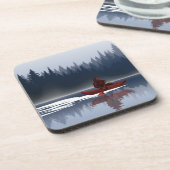 Bigfoot Lake Canoe Wilderness Pine Forest Camp Getränkeuntersetzer (Linke Seite)