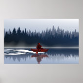 Bigfoot Lake Canoe Wilderness Pine Forest Poster (Vorne)