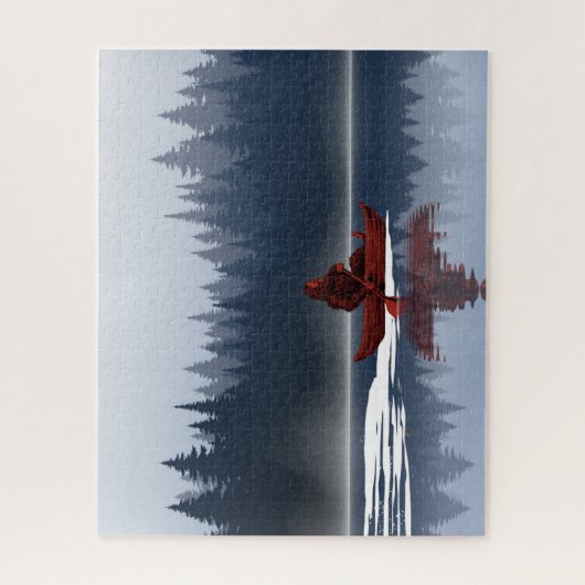 Bigfoot Lake Canoe Wilderness Pine Forest Puzzle (Vertikal)