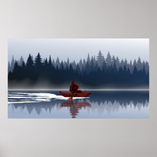 Bigfoot Lake Kanu-Wildnis-Kiefernwald Poster