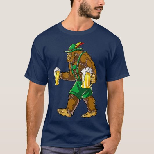 Bigfoot Lederhosen T Shirt Oktoberfest Men Prost (Vorderseite)