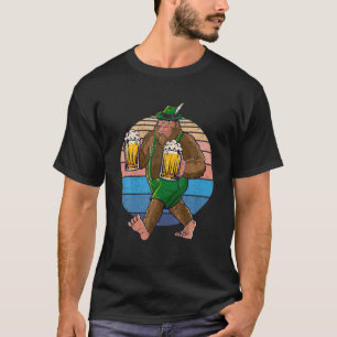 Bigfoot Lederhosen Vintag Oktoberfest Männer Fraue T-Shirt