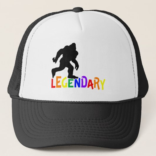 Bigfoot Legendary Rainbow Pride Truckerkappe (Vorderseite)