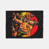 Bigfoot Lgrim Turkey Pumpkin Thanksgiving Day Boys Fleecedecke (Vorderseite (Horizontal))