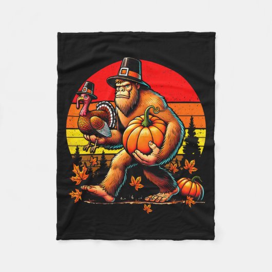 Bigfoot Lgrim Turkey Pumpkin Thanksgiving Day Boys Fleecedecke (Vorderseite)