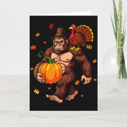Bigfoot Lgrim Turkey Pumpkin Thanksgiving Day Boys Karte (Vorderseite)