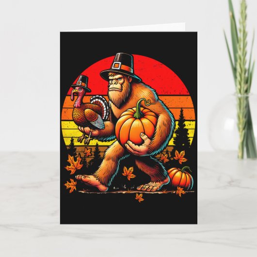 Bigfoot Lgrim Turkey Pumpkin Thanksgiving Day Boys Karte (Vorderseite)