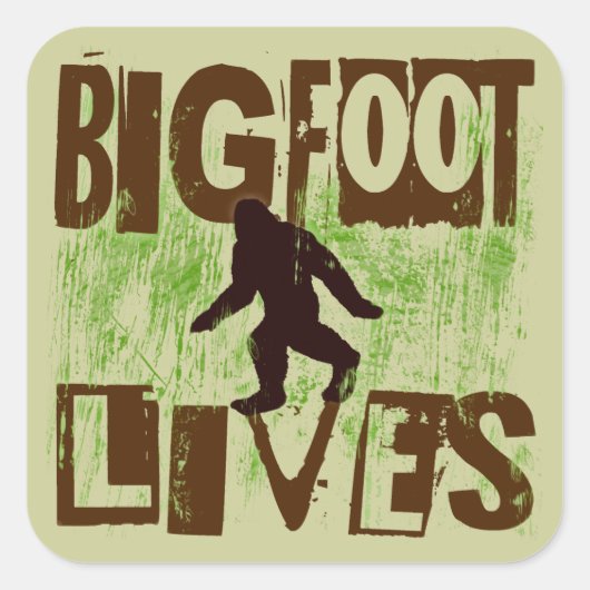 Bigfoot Lives Quadratischer Aufkleber (Vorderseite)