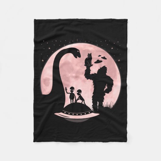 Bigfoot Loch Ness Monster Sasquatch Cat Ufo Funny Fleecedecke (Vorderseite)