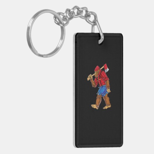 Bigfoot Lumberjack T Shirt Sasquatch Carpenter Men Schlüsselanhänger (Vorderseite links)