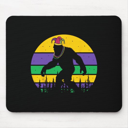 Bigfoot Mardi Gras Sasquatch Funny Men Kinder Gesc Mousepad (Vorne)