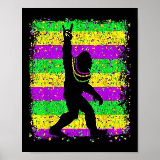 Bigfoot Mardi Gras Sasquatch Funny Men Kinder Gesc Poster (Vorne)
