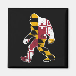 Bigfoot Maryland Flag Staat Sasquatch Men Women Ki Magnet