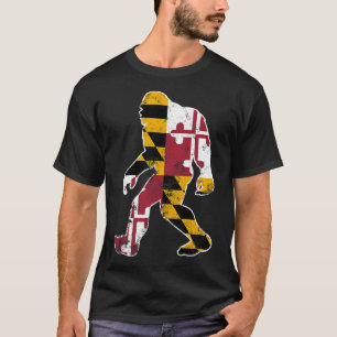 Bigfoot Maryland Flag Staat Sasquatch Men Women Ki T-Shirt