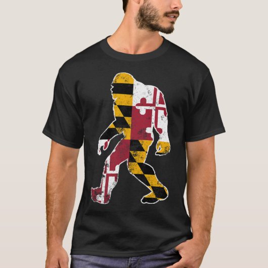 Bigfoot Maryland Flag Staat Sasquatch Men Women Ki T-Shirt (Vorderseite)