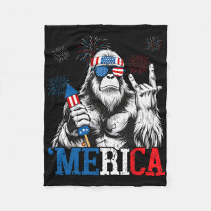 Bigfoot Merica 4. Juli Lustige Jungen Männer Sasqu Fleecedecke
