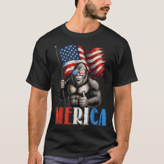 Bigfoot Merica American Flag Patriotic 4. Juli T-Shirt