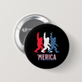 Bigfoot merica Red White Blue Peace Zeichen 4. Ju Button (Vorne & Hinten)