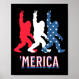 Bigfoot merica Red White Blue Peace Zeichen 4. Ju Poster