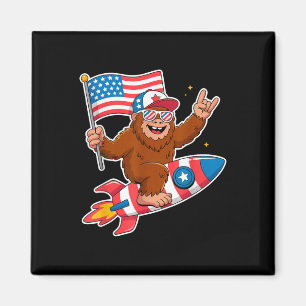 Bigfoot Merica Rock American Flag Patriotic 4. Magnet
