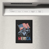 Bigfoot Merica Rock American Flag Patriotic Magnet (In Situ (Geschirrspüler))