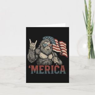 Bigfoot Merica Rock American Flag Patriotic Usa 4t Karte