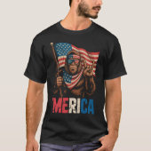 Bigfoot Merica Rock American Flag Sasquatch USA T-Shirt (Vorderseite)
