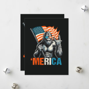 Bigfoot Merica Rock Amerikanische Flagge Feiertagskarte