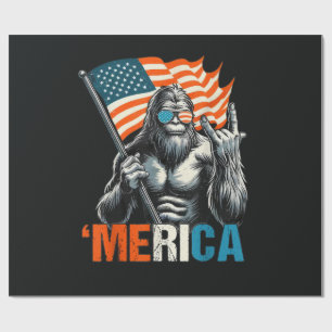 Bigfoot Merica Rock Amerikanische Flagge Geschenkpapier