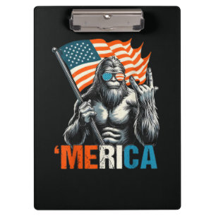 Bigfoot Merica Rock Amerikanische Flagge Klemmbrett