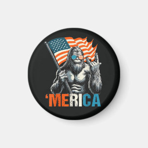 Bigfoot Merica Rock Amerikanische Flagge Magnet