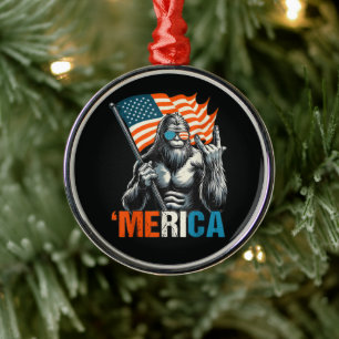 Bigfoot Merica Rock Amerikanische Flagge Ornament Aus Metall