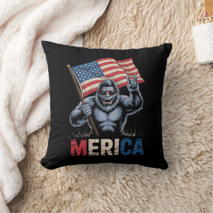 Bigfoot Merica Rock Amerikanische Flagge Patriotis Kissen