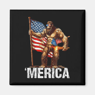 Bigfoot Merica Rock Amerikanische Flagge Patriotis Magnet