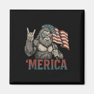Bigfoot Merica Rock Amerikanische Flagge Patriotis Magnet