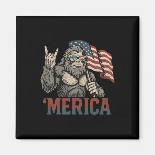 Bigfoot Merica Rock Amerikanische Flagge Patriotis Magnet