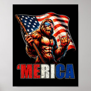 Bigfoot Merica Rock Amerikanische Flagge Patriotis Poster
