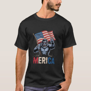 Bigfoot Merica Rock Amerikanische Flagge Patriotis T-Shirt