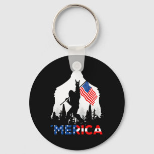 Bigfoot Merica Rock Amerikanische Usa-Flagge Patri Schlüsselanhänger