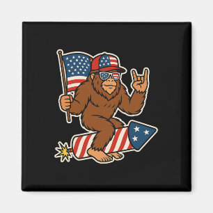 Bigfoot Merica Rock Patriotic American Flag 4. Magnet