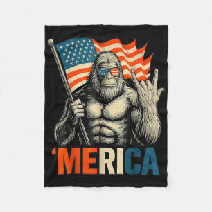 Bigfoot Merica Rock Patriotische Amerikanische Fla Fleecedecke
