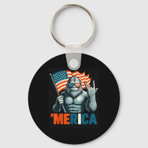 Bigfoot Merica Rock Patriotische amerikanische Fla Schlüsselanhänger